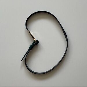 Dark Green Leather Belt with Gold Buckle